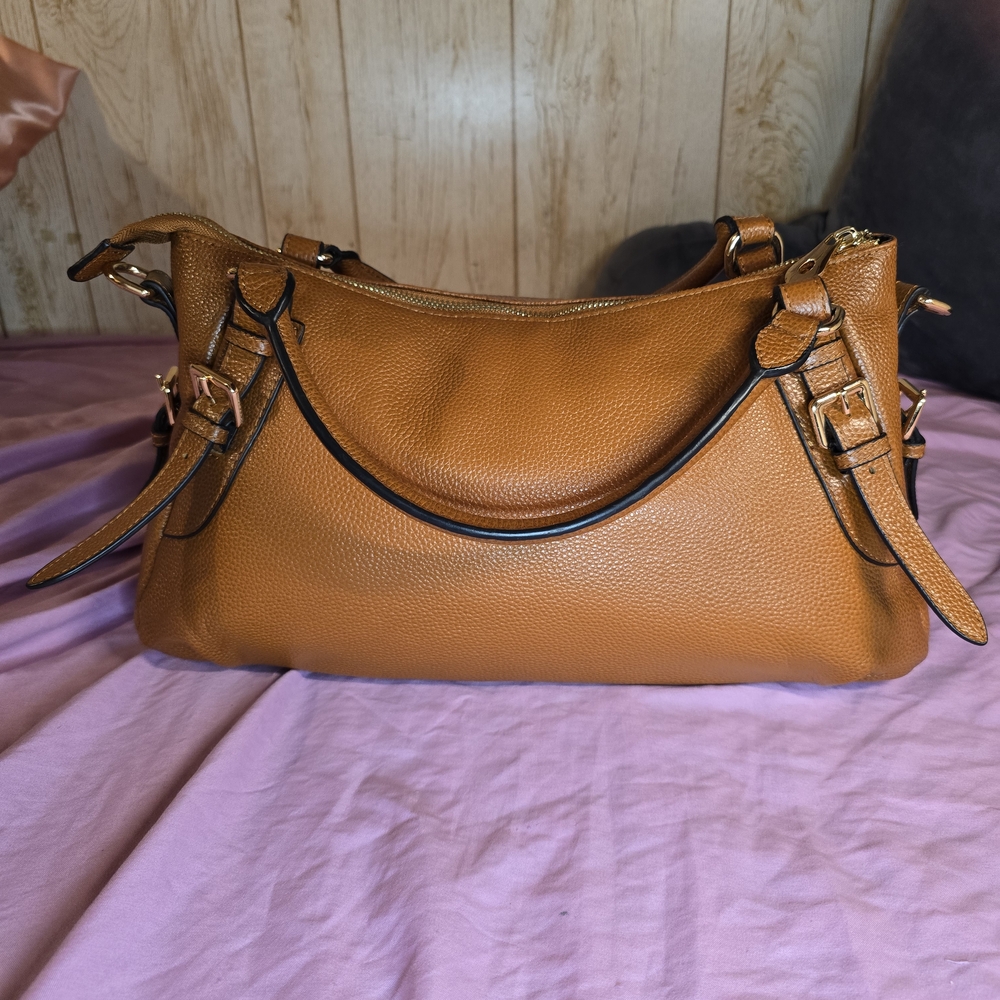 KATTEE Genuine Leather Bag Cognac Brown - Picture 3 of 8